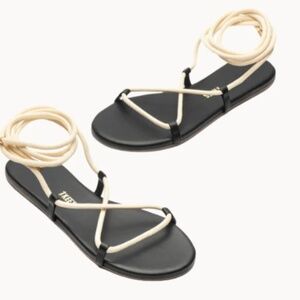 TKEES Petra Sandal Wrap Lace Up Rope Gladiator Black/Cream REVOLVE 10